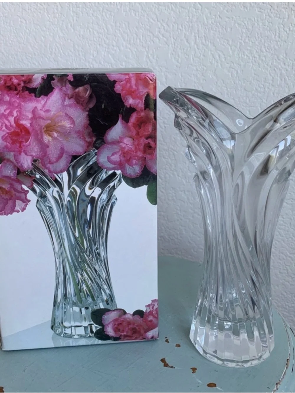 MIKASA Spring Flair Vase 8” Crystal Vintage With Box Tag Japan Discontinued